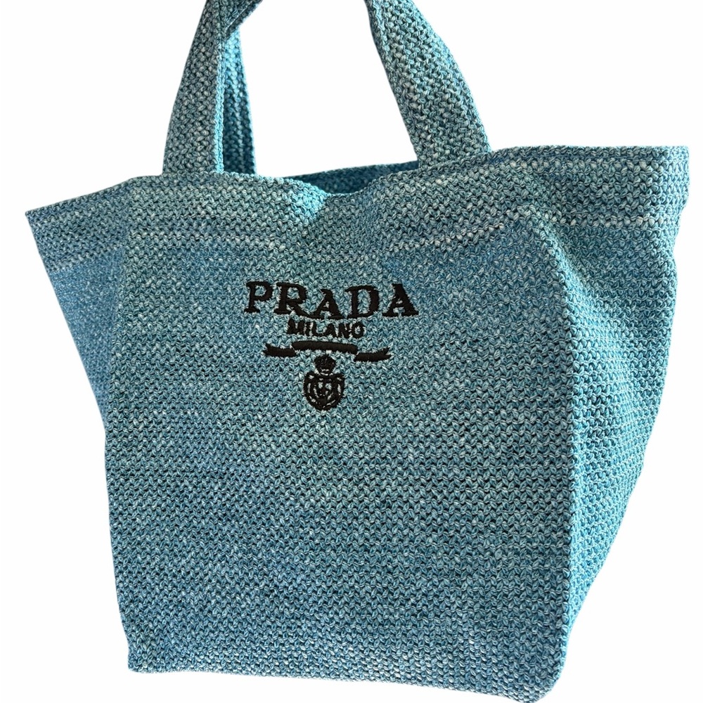 Prada Mini Raffia Tote Bag – Light Blue – GWP (Gift With Purchase) - Picture 4 of 12